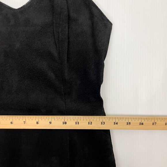 BAGATELLE Fitted Suede Leather VTG 90’s Minimalist Sheat Black Dress s 6 - Picture 8 of 8